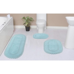 Hampton Crochet Collection Cotton Reversible Tufted Set of 3 Bath Rug Set - Home Weavers - 1 of 4