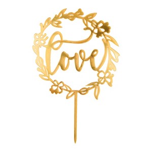 O'Creme Gold 'Love' with Flowers Cake Topper - 1 of 1