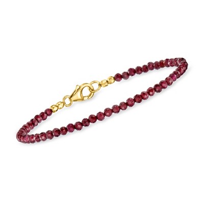 Ross-Simons 14.00 ct. t.w. Garnet Bead Bracelet in 18kt Gold Over Sterling