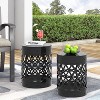 Vynxaria Patio Coffee Tables - Black Metal Set of 2 End Tables - 3 of 4