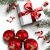 Northlight Set of 4 Red and Gold Deer Glass Ball Christmas Ornaments 3.25-Inch (80mm) - 3 of 4