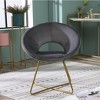 Sapphtopaz 1pc Accent Chair Silky Velvet Tufted Lounge Chair with Gold Tone Finished Base Living Room Chair Comfy Chair for Living Room Bedroom Studio - 3 of 4
