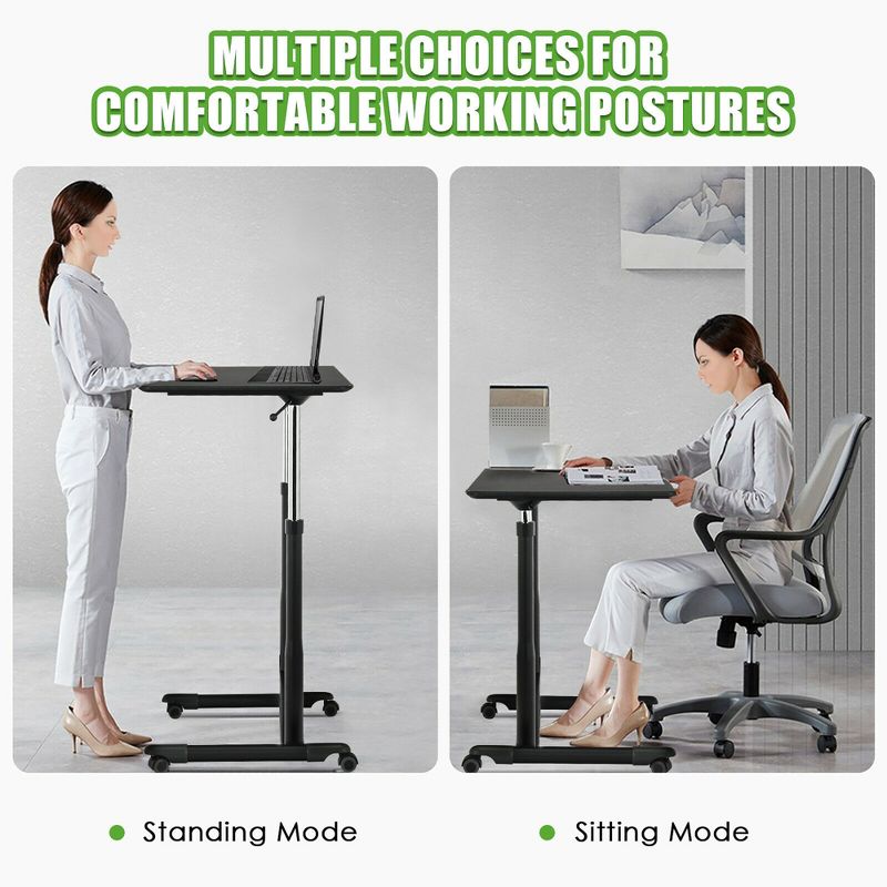 Costway Height Adjustable Computer Desk Sit to Stand Rolling Notebook Table Black, 5 of 11