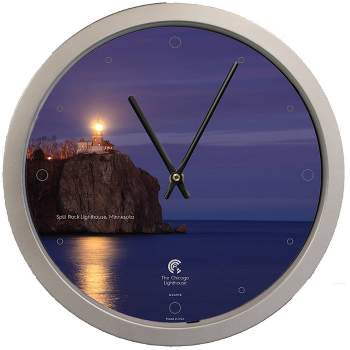 14.5" Split Rock Contemporary Body Quartz Movement Decorative Wall Clock Silver - The Chicago Lighthouse