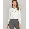 INSPIRE CHIC Women's Tie Neck Contrast Color Button Down Long Sleeves Shirt - 2 of 4