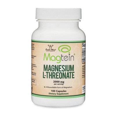 Magnesium L-Threonate (Magtein) - 100 x 500 mg capsules by Double Wood Supplements - Magnesium Supplement for Cognitive Support