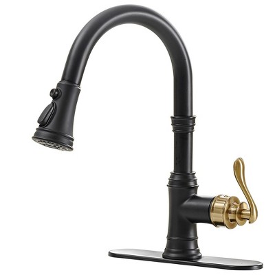 BWE Single-Handle Pull-Down Sprayer 3 Spray High Arc Kitchen Faucet With Deck Plate