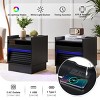 INFURNIC Nightstands Mid Century Modern Nightstand with 2 Drawers and Storage Shelf for Bedroom or Living Room, Black, 17"*15.75"*19.2" - 4 of 4
