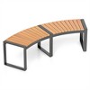 Dracelo Patio Curved Bench with Slatted Seat and Metal Legs - 3 of 4