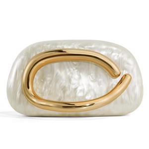 Clutch Purses for Women Formal, Marble Acrylic Evening Bags with Chain, Trendy Metal Handle Purses and Handbags 2025, Marble White - 1 of 4