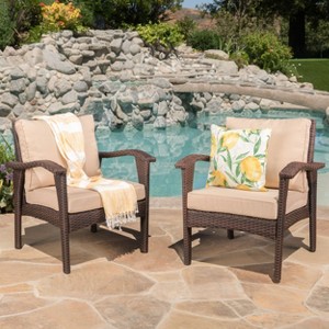 Set of 2 Mid-Century Honolulu Club Chair with Water-Resistant Cushions for outside living room-Christopher Knight Home - 1 of 4