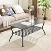 3-Piece Modern Rectangle Coffee Table Set with 2 Square End Tables and Sturdy Base for Living Room - 2 of 4