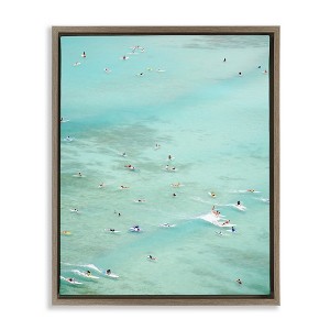 Stupell Industries People Swimming in Summer Black Framed Floater Canvas Wall Art - 1 of 4