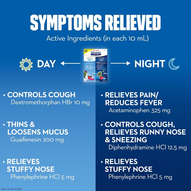 Mucinex Children&#39;s Multi-Sympton Cold Medicine - Day &#38; Night - Liquid - 4 fl oz/2ct, 5 of 11