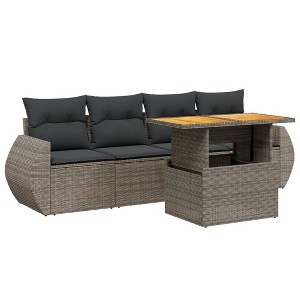 vidaXL Garden Sofa Set Grey PE Rattan Medium Adjustable Armrests - 1 of 4