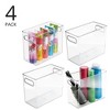 mDesign Tall Plastic Bathroom Organizer Bin with Built-In Handles, 4 Pack, Clear - 3 of 4