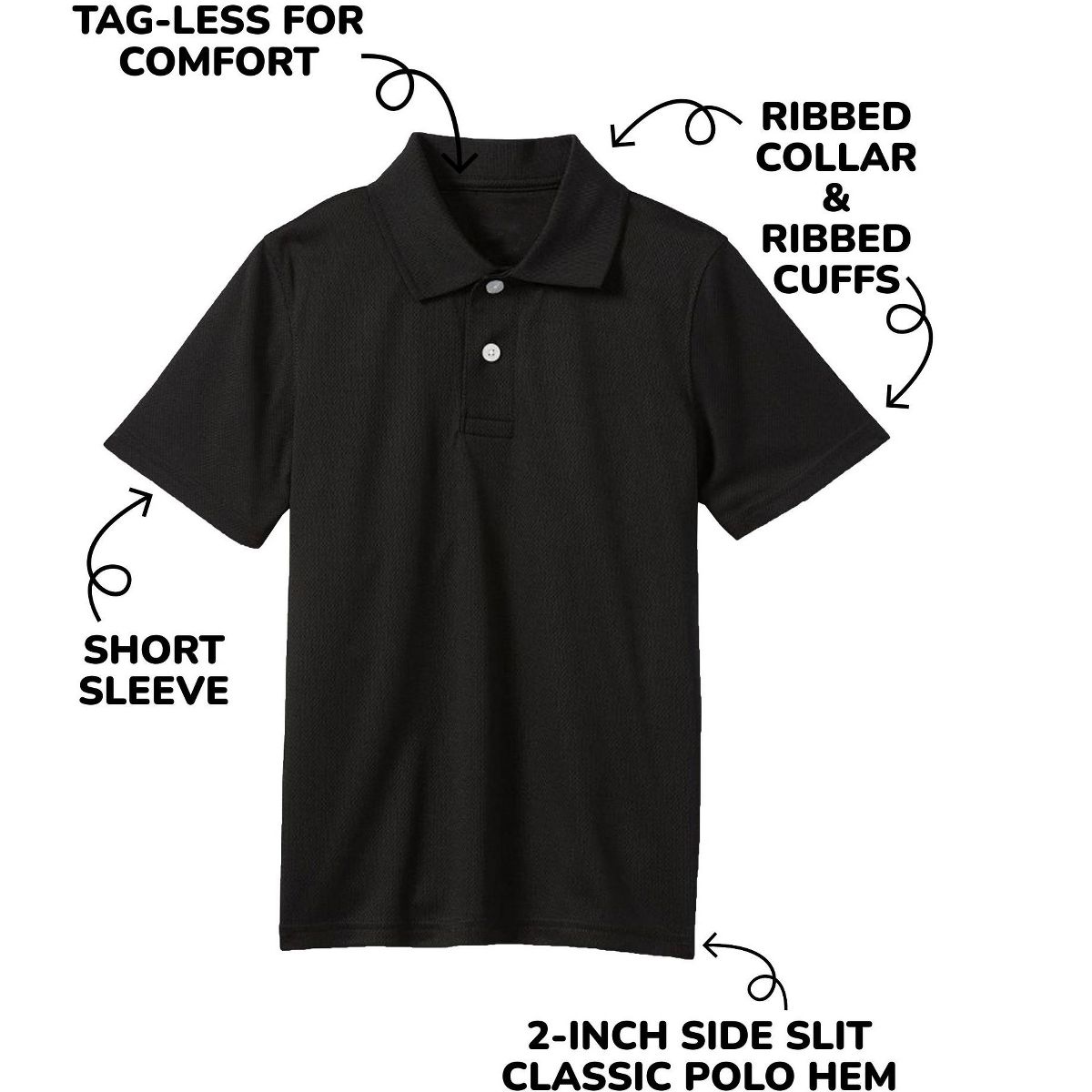 Galaxy By Harvic Boy's Moisture Wicking Short Sleeve Polos (sizes 4-7)-3 Pack - thumbnail 3