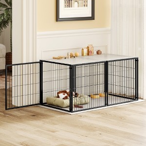 KTMBDW 48/64-Inch Crate Dog Crate with Top Panel & Secure Latches – Metal Wire Kennel for Medium Breeds – Portable, Durable & Easy to Assemble, Black - 1 of 4