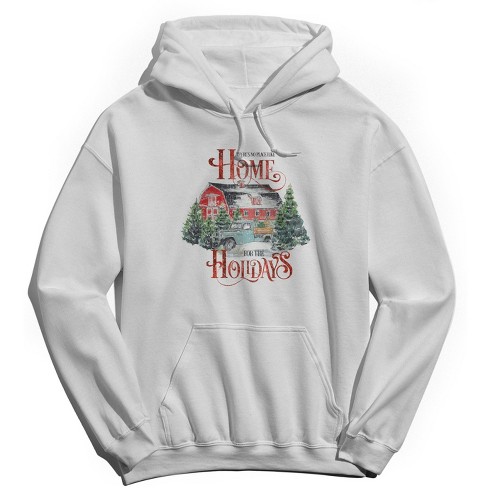 Rerun Island Men's Christmas There'S No Place Like Home Long Sleeve Graphic Cotton Hoodie - image 1 of 1