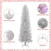 6 Ft White Pencil Christmas Tree, Slim Pre-Lit Snow Flocked Artificial Xmas Tree with 571 Branch Tips, Christmas Tree with 8 Modes Multicolor LEDs - 4 of 4