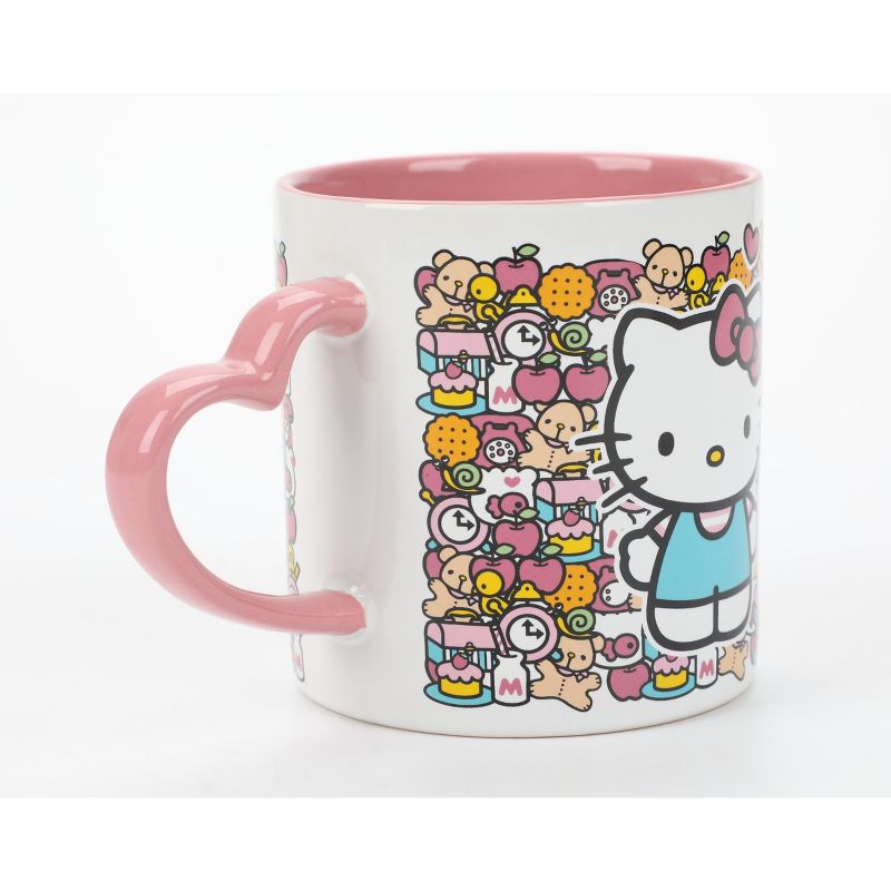 Hello Kitty Mug with Pink Heart Shaped Handle - 16oz Ceramic Mug, 3 of 6