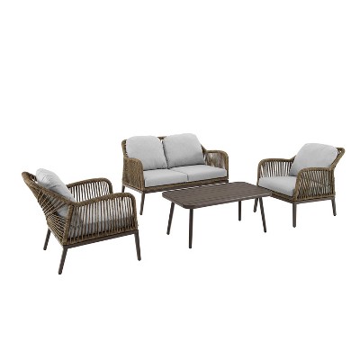 Haven 4-Piece Light Brown and Gray Outdoor Wicker Set