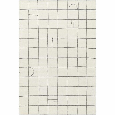 Hauteloom Tanya Pearl White Grid Wool Rug