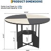 Round Dining Table, 59 In Wood Kitchen Table for 4-6 Man, Farmhouse Dinner Table with Wooden Tabletop, Adjustable Feet,  Metal Base - 2 of 4
