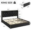 Homhougo Upholstered Full Size Bed Frame with Storage Drawers, Velvet Full Platform Bed with Tufted Headboard and Nailhead Trim Design, Black - 2 of 4