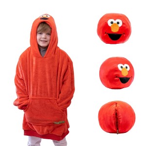 Plushible Sesame Street Elmo Kids Snugible Blanket Hoodie & Pillow - 1 of 4