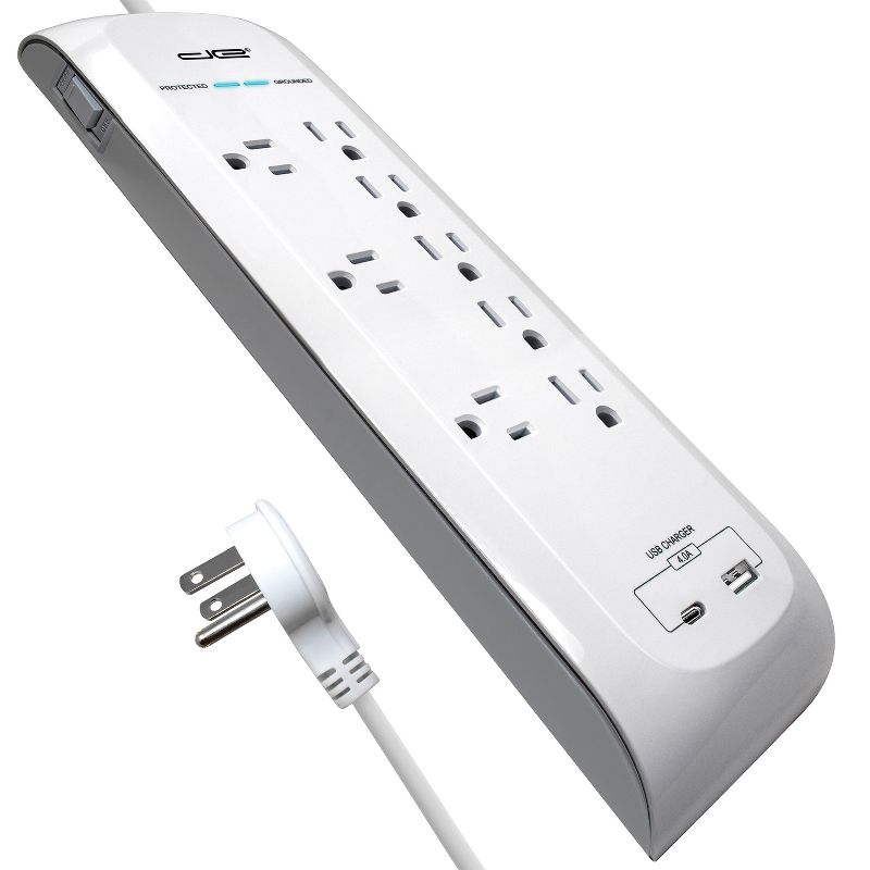 Digital Energy® 8-Outlet USB-A and USB-C® Surge Protector Power Strip (72 In.; White), 3 of 9