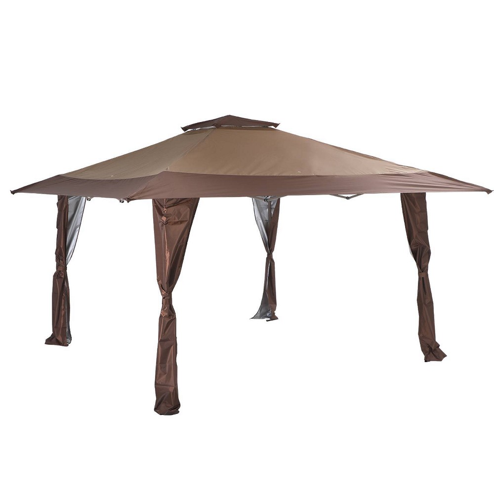 Captiva Designs 9' x 13' Outdoor Patio Pop-Up Canopy Tent with Wheeled Bag Brown