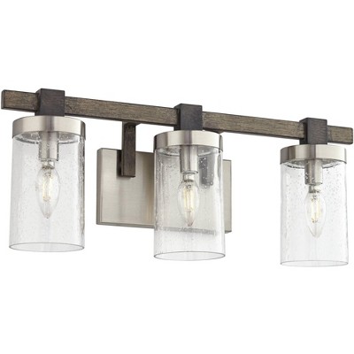 Minka Lavery Industrial Wall Light Brushed Nickel Hardwired 22 1/2" 3-Light Fixture Clear Seeded Glass for Bathroom Living Room