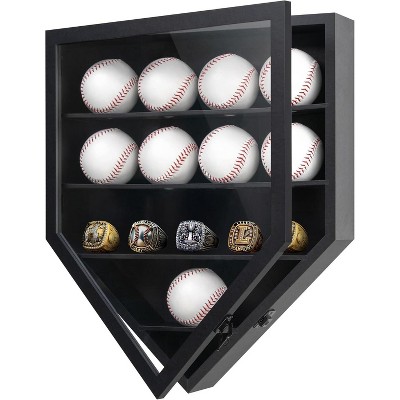 Americanflat 12.9x15.5 Baseball Display Case Holds Up to 12 Baseballs or Champion Ring - Display Case with Polished Plexiglass - Black