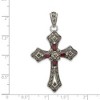 Black Bow Jewelry Sterling Silver, Red CZ & Marcasite Antiqued Passion Cross Pendant - 4 of 4