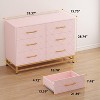 Coucheta Pink 6-Drawer Tall Dresser - Space-Saving Chest with Soft-Close Drawers, Anti-Tip Kit, 39"W x 16"D x 29"H - 3 of 4