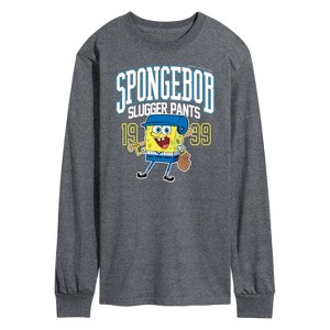 Men's - SpongeBob SquarePants - American Slugger Pants Long Sleeve Graphic T-Shirt - 1 of 4