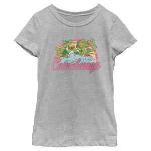 Girl's Teenage Mutant Ninja Turtles Distressed Pink Cowabunga T-Shirt - 1 of 4