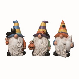 Transpac Set of 3 Multicolored Resin Candy Color Gnome Figurines Fun Halloween Tabletop Decor Indoor Gift - 1 of 1