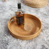 BRINJOY 16.9" Round Woven Tray with Handles - Natural Rattan Coffee Table Decor, Serving Tray for Home & Kitchen - 4 of 4