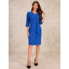 Allegra K Women's Half Sleeve Waistband Work Midi Work Office Casual Dress - 4 of 4