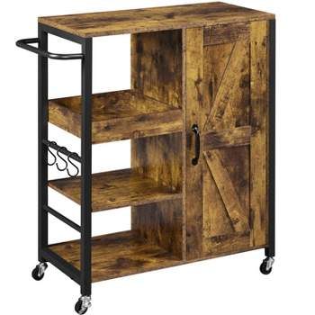 Yaheetech Storage Kitchen Cart on Wheels for Kitchen Living Room Bathroom, Rustic Brown