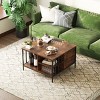 KWPZQEB 31.5" Coffee Table with Storage, Farmhouse Coffee Tables for Living Room, Center Table w/Hidden Storage Compartment & Shelves, Brown - 2 of 4