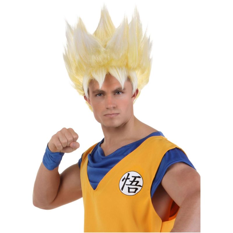 HalloweenCostumes.com   Men  Adult Super Saiyan Goku Wig, Yellow, 1 of 3