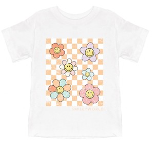 The Juniper Shop SmileyWorld Checkered Floral Distressed Toddler Short Sleeve Tee - 1 of 4