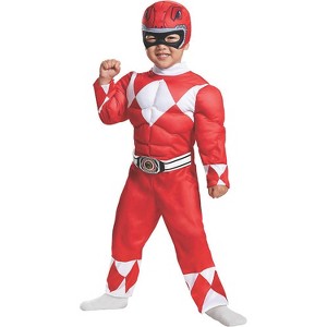 Toddler Boys' Mighty Morphin Red Ranger Muscle Jumpsuit - 1 of 3