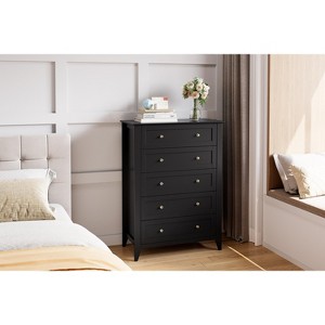 5-Drawer Dresser,Large Storage Drawer Organizers, Wooden Chest of Drawers，for Living Room, Hallway, - 1 of 4