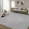 Modern Geometric Area Rug Farmhouse Stripe Area Rug Living Room Stain Resistant Non-Slip Carpet for Bedroom Dining Room - 2 of 4