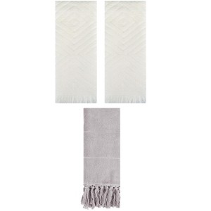 REGALWOVEN 3 Packs Cotton Soft and Absorbent Bathroom Turkish Hand Towels with tassel - 1 of 4