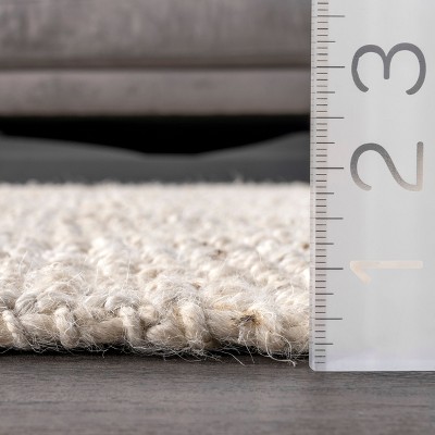 Off White Rectangular Handmade Wool Area Rug 6' x 9'